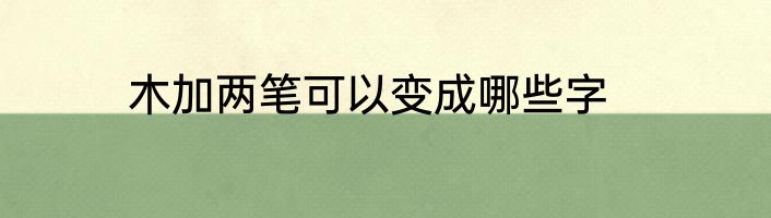 木加两笔可以变成哪些字