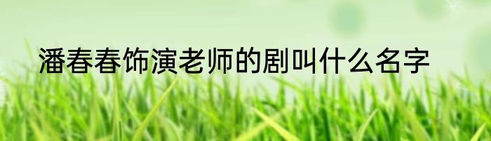 潘春春饰演老师的剧叫什么名字