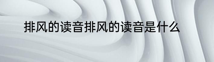 排风的读音排风的读音是什么