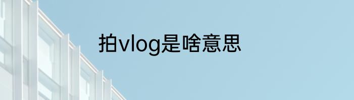 拍vlog是啥意思