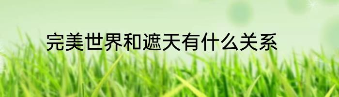 完美世界和遮天有什么关系