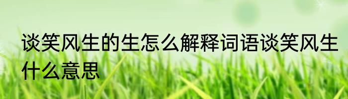 谈笑风生的生怎么解释词语谈笑风生什么意思
