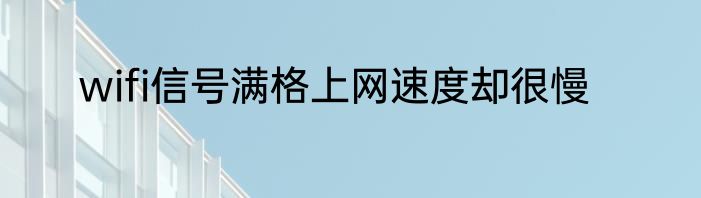 wifi信号满格上网速度却很慢