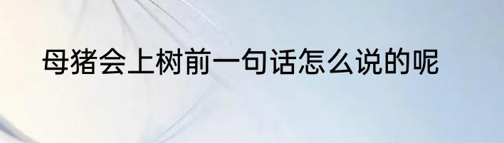 母猪会上树前一句话怎么说的呢