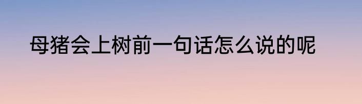 母猪会上树前一句话怎么说的呢