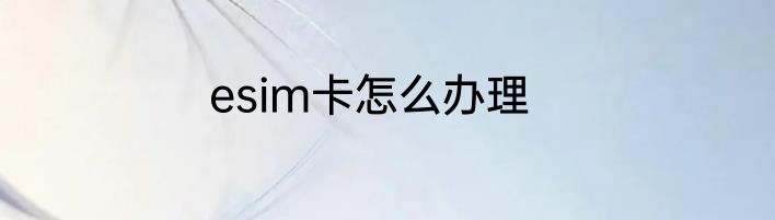 esim卡怎么办理