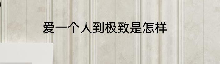 爱一个人到极致是怎样