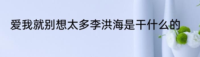 爱我就别想太多李洪海是干什么的