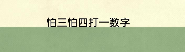 怕三怕四打一数字