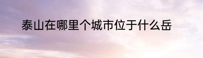 泰山在哪里个城市位于什么岳