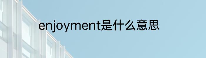 enjoyment是什么意思
