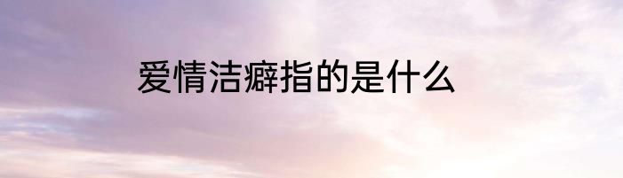 爱情洁癖指的是什么