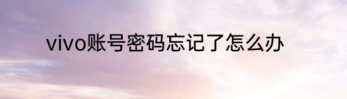 vivo账号密码忘记了怎么办