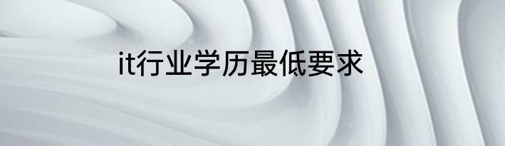 it行业学历最低要求
