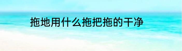 拖地用什么拖把拖的干净