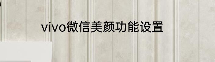 vivo微信美颜功能设置