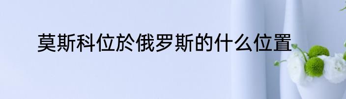 莫斯科位於俄罗斯的什么位置