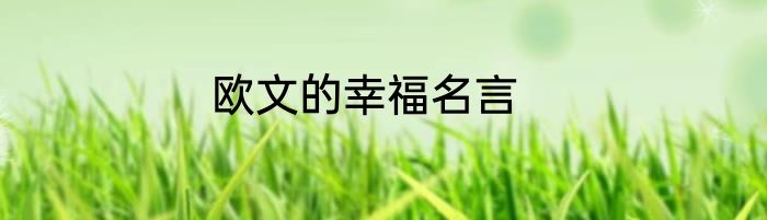 欧文的幸福名言