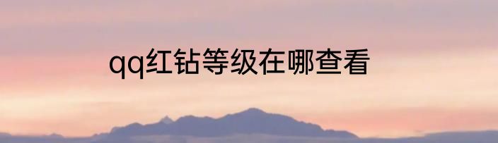 qq红钻等级在哪查看