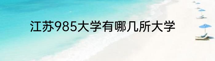 江苏985大学有哪几所大学