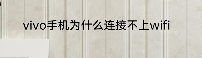 vivo手机为什么连接不上wifi