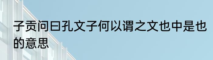 子贡问曰孔文子何以谓之文也中是也的意思