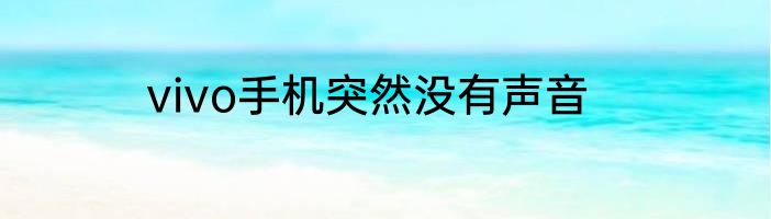 vivo手机突然没有声音