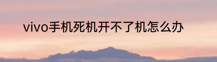 vivo手机死机开不了机怎么办