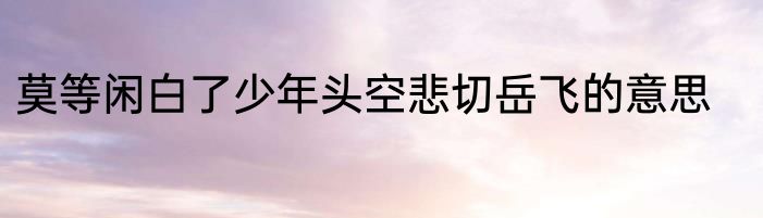 莫等闲白了少年头空悲切岳飞的意思