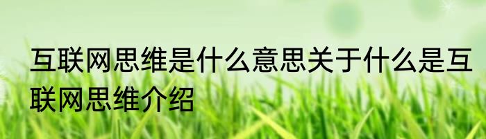 互联网思维是什么意思关于什么是互联网思维介绍