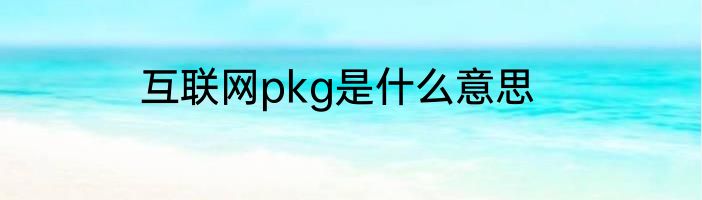 互联网pkg是什么意思