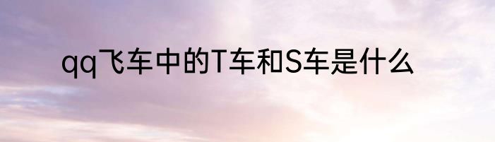 qq飞车中的T车和S车是什么