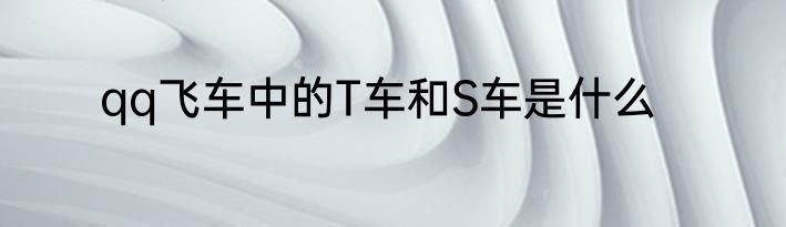 qq飞车中的T车和S车是什么