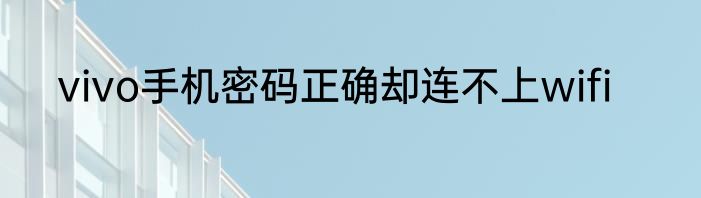 vivo手机密码正确却连不上wifi