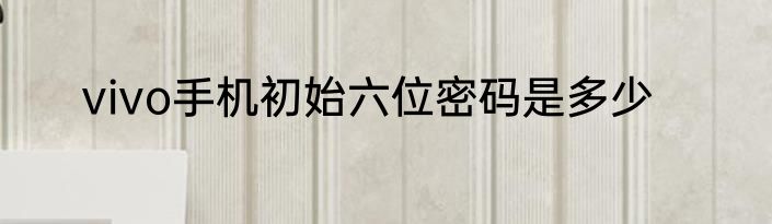 vivo手机初始六位密码是多少