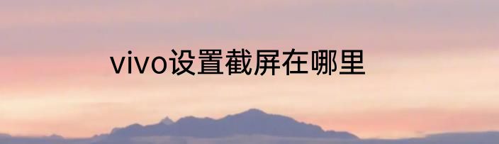 vivo设置截屏在哪里