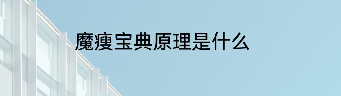 魔瘦宝典原理是什么