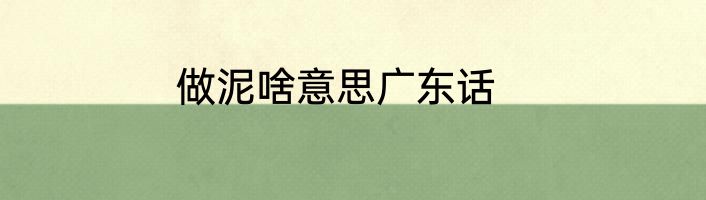 做泥啥意思广东话