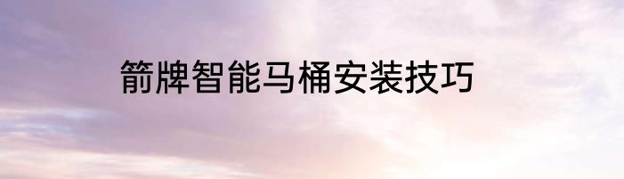 箭牌智能马桶安装技巧