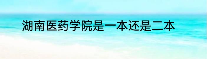 湖南医药学院是一本还是二本