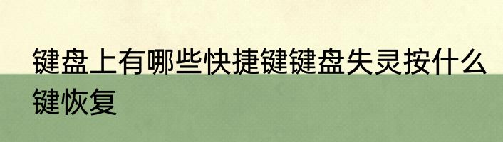 键盘上有哪些快捷键键盘失灵按什么键恢复