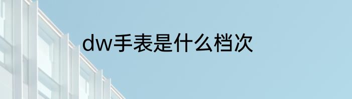 dw手表是什么档次