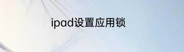 ipad设置应用锁