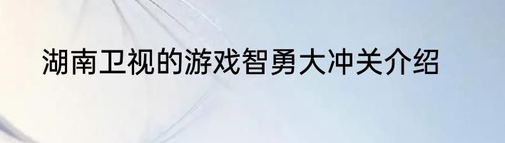 湖南卫视的游戏智勇大冲关介绍