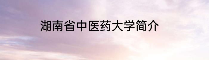 湖南省中医药大学简介