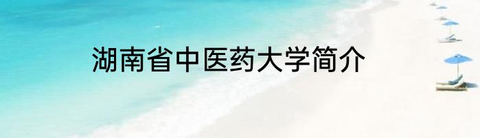 湖南省中医药大学简介