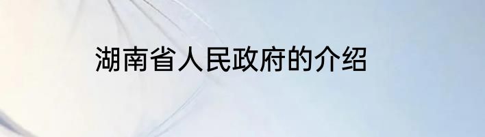 湖南省人民政府的介绍