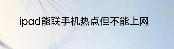 ipad能联手机热点但不能上网