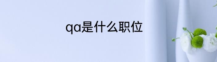 qa是什么职位