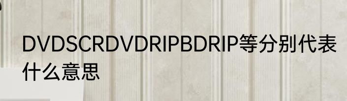 DVDSCRDVDRIPBDRIP等分别代表什么意思